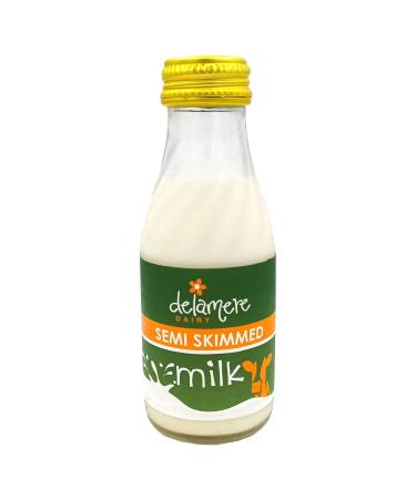 Delamere Dairy Semi Skimmed Milk Glass Bottles 97ml (12) Ideal for Guesthouses & Hotels