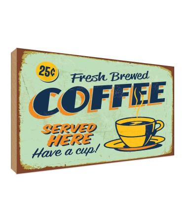 vianmo Wooden Wall Sign 30 x 40 cm Retro Fresh Brewed Coffee Served