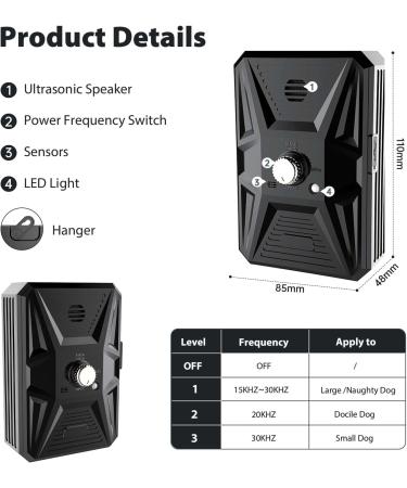 Queenmew Anti Bell Device for Dogs - 3 Modes Ultrasound Bark Control 33ft Range IPX4 Waterproof - Effective Training for Large & Small Dogs Indoors & Outdoors - Buy Online on SooperMarket.com