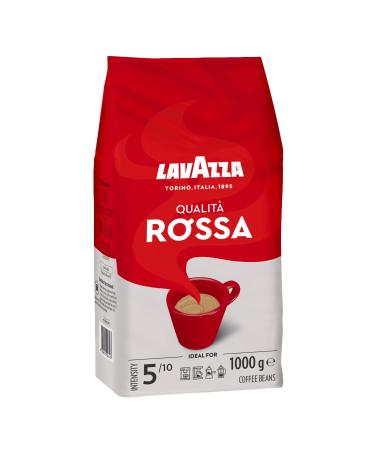 Lavazza Qualit Rossa Arabica and Robusta coffee beans with aroma notes of chocolate and dried fruit intensity 5/10 medium roasting 1 kg Rossa 1 kg (1 Pack)