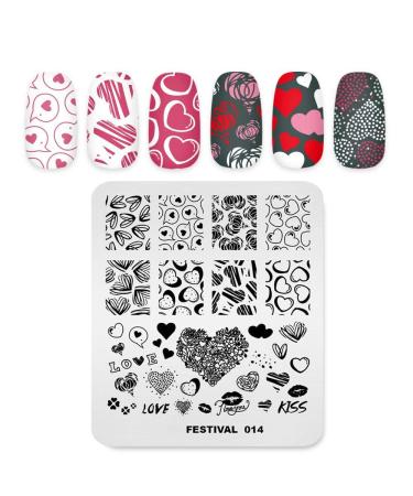 Alexnailart Nail Art Stamping Plate Heart Template Image Plate Nail Art Tools (FE014)