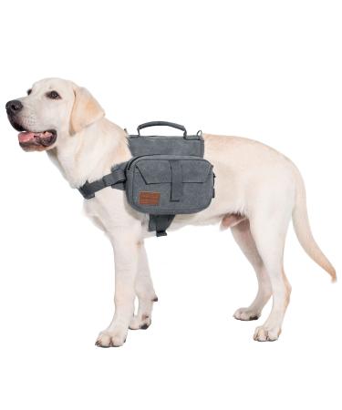 OneTigris Hoppy Camper 2.0 Dog Backpack Camping Hiking Tear Dog Backpack for M/L Size Dogs (L Grey) L Grey