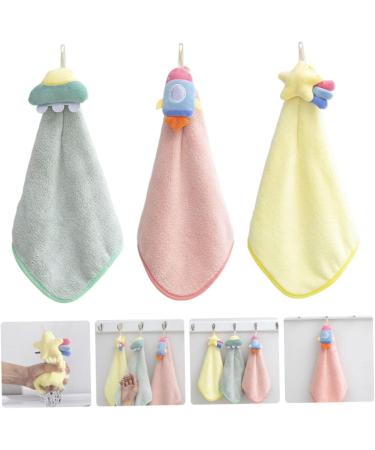 Beavorty 3pcs Infant Terry Cloth Wash Cloths - Absorbent Baby Towels for Bath and Face - Cartoon Hanging Washcloth Set - Buy Online on SooperMarket.com