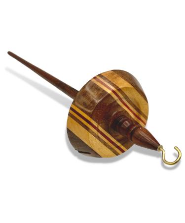 Revolution Fibers Artisan Top Whorl Drop Spindle for Hand Spinning | Hand Crafted Multi-Wood Frusta |11 inch Shaft, 3.25 inch Whorl Diameter | Satin Finish | Spin Roving into Yarn
