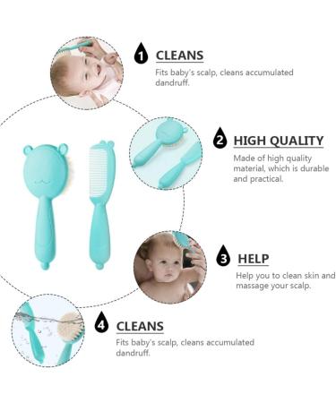 TOYANDONA 1 Set Baby Hair Brush and Comb Set for Newborns and Toddlers Baby Massage and Scalp Brush Ideal for Baby Cradle Cap Baby Shower Registry Gift Blue - Buy Online on SooperMarket.com