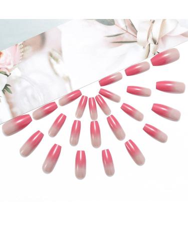 Brishow Coffin Artificial Nails - Long Gradient Ballerina Acrylic Press-On Nails (24pcs) for Women & Girls - International Shipping Available - Buy Online on SooperMarket.com