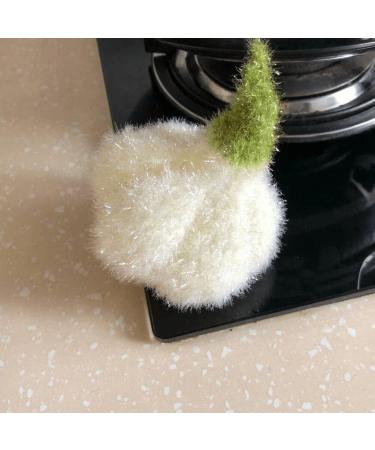 Acrylic Dish Towel 4pcs Anti-Grease Garlic Shape Dish Cloth Non-Scratch Dish Scrubber Kitchen Cleaning Wiping Rag - Buy Online on SooperMarket.com
