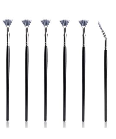 6 PCS Mascara Fan Brush for Lashes Folding Angle Scalloped Lash Brush Eyelash Eyebrow Brush Angled Fan Shaped Lash Wand Brush Fan for Natural Lifted Effects and Enhance Lower Lashes