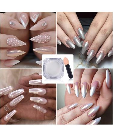 White Pearl Chrome Nail Powder - Glittery Aurora Magic Pearlescent Symphony for DIY Nail Art Decorations - Buy Online on SooperMarket.com