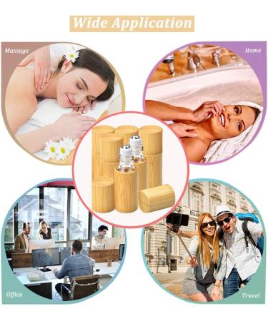 12 Pack Roll On Bottles for Essential Oils with Bamboo Bowl | Merysan 5ml Refillable Containers | Aromatherapy Fragrance Bottles with Stainless Steel Balls - Buy Online on SooperMarket.com