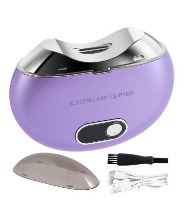 Fingernail Cutters for Seniors - Safety Fingernail Nail Clipper - Rechargeable Clipper LCD Digital Display Nail Scraps Storage Clipper with Light & 3 Speeds for Children Kids Adult Purple