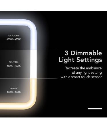 Fancii Rechargeable LED Travel Makeup Mirror with 3 Color Settings and Detachable 10x Magnifying Mirror - Dimmable Touch Light, Adjustable Kickstand - Lighted Portable Vanity Mirror (Aura Go 2) - Buy Online on SooperMarket.com