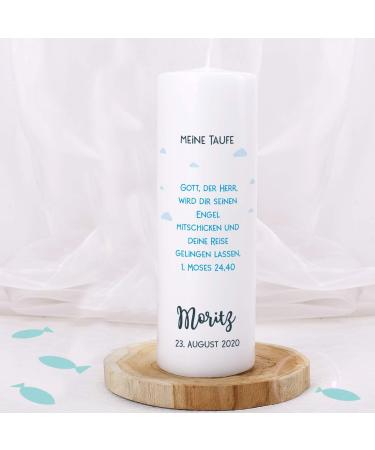 Striefchen Noah's Ark Baptism Candle - Custom Name & Date Imprint Personalized Baptismal Saying - Buy Online on SooperMarket.com