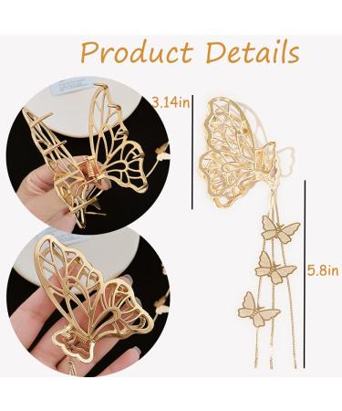 Gold Butterfly Hair Clip | Nonslip Metal Hair Claw for Women | Hair Accessories - Buy Online on SooperMarket.com