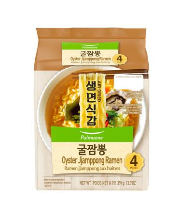Pulmuone Korean Air Dried Oyster Jjamppong Ramyun Ramen Noodles 99g (Pack of 4)