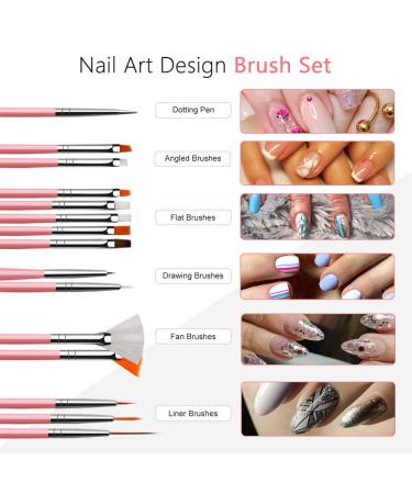 Acrylic Nail Design Kit with Brushes, Dotting Tool, Tape Strips, Foil Stickers & Rhinestones - Nail Technician Accessories - Buy Online on SooperMarket.com