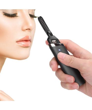 Heated Eyelash Curler Black Electric Eyelash Curler Long Lasting Heated Curler USB Eyelash Perming Tool