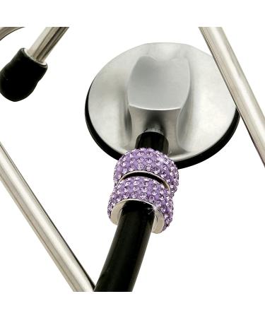 Bling Stethoscope Charms 4 Pack: Name Tags & Crystal Charms for Nurses, RTs, Vets - Violet Kiss Crystal (Silver/Purple/AB/Pink) - Buy Online on SooperMarket.com
