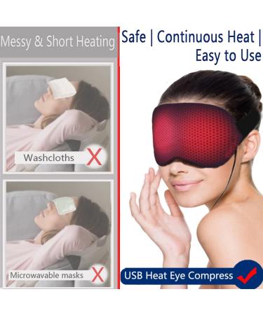 Heated Eye Mask for Dry Eyes | Plant Extract Warm Compress for Eye Care | Stye Therapy & Silk Sleeping Mask - Grey - Buy Online on SooperMarket.com