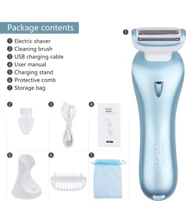 Women's Electric Shaver | Bikini Trimmer & Razor for Face, Legs, Underarms | Wet & Dry Rechargeable Lady Shaver - Blue/White - Buy Online on SooperMarket.com