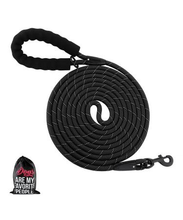 Plutus Pet Long Rope Dog Lead With Comfortable Padded Handle Reflective Nylon Heavy Duty Rope Lead 4.5m 6m 9m Dog Training Lead for Small Medium Large Dogs (9m Black) 1.0cmX9m BLACK