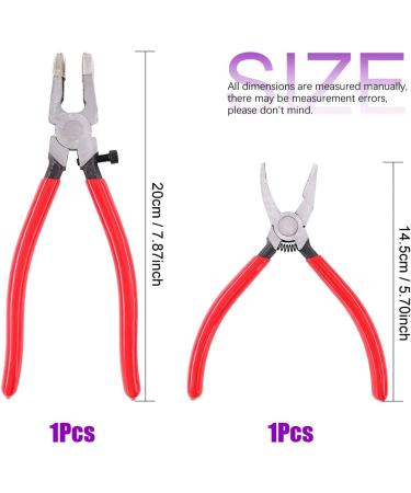 Swpeet Heavy Duty Breaker Grozer Pliers and Glass Running Pliers Kit - Perfect for Stained Glass | Flat & Curve Jaws with Rubber Tips - Buy Online on SooperMarket.com