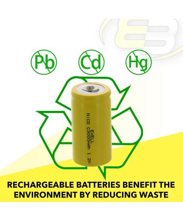 Buy 10x Exell C Size 1.2V 3000mAh NiCD Rechargeable Batteries - Ideal for Toys Tools & More | International Shipping - Buy Online on SooperMarket.com
