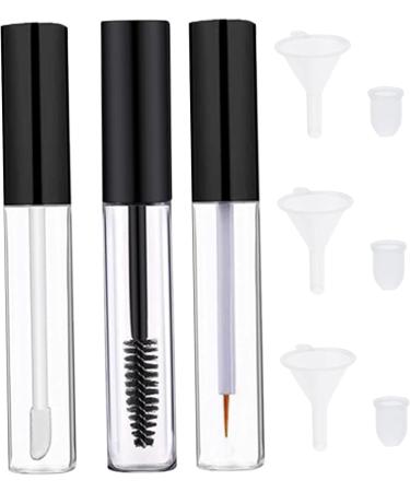 Empty Mascara Tube and Wand 3PCS 10ml Empty Lip Gloss Tubes Transparent Empty Eyeliner Tube with Rubber Inserts and Funnels for DIY Castor Oil - Buy Online on SooperMarket.com