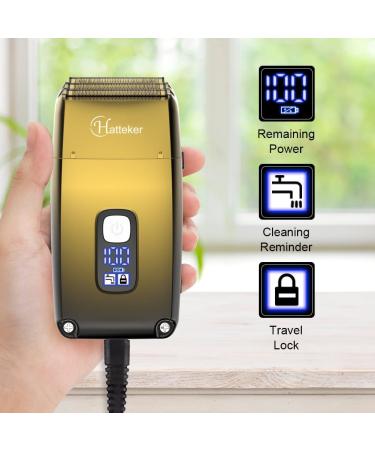 Hatteker Triple Blades Foil Shaver for Men - Close Bald Head Shaving - Waterproof Electric Razor for a Smooth Finish - Cordless and Wet/Dry Use - Gold - Buy Online on SooperMarket.com