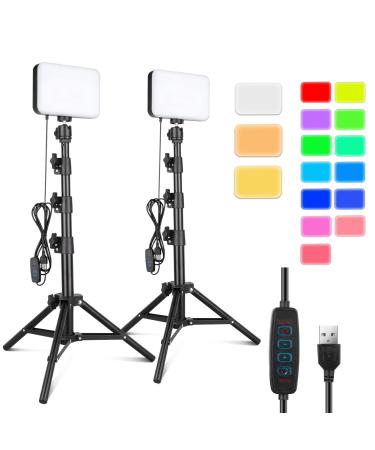Torjim RGB Photography Video Lighting,Studio Lights with Adjustable Tripod Stand - 16 Color Lighting for Video Recording/YouTube/TikTok/Live Streaming/Make up/Vlogging