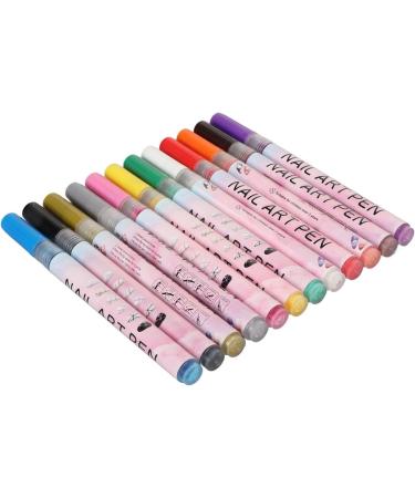 12 Pieces 3D Nail Polish Pens 0.5 mm Tip Bright Colours Easy to Use 3D Nail Art Pen Set for Party Family Salon - Buy Online on SooperMarket.com