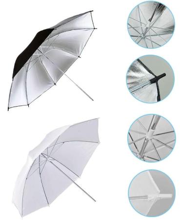 Photography Umbrella Lighting Kit - 4 Pack 33/84cm Soft White Translucent and Reflective Umbrellas for Studio Shooting - Photo and Video Lights - Buy Online on SooperMarket.com