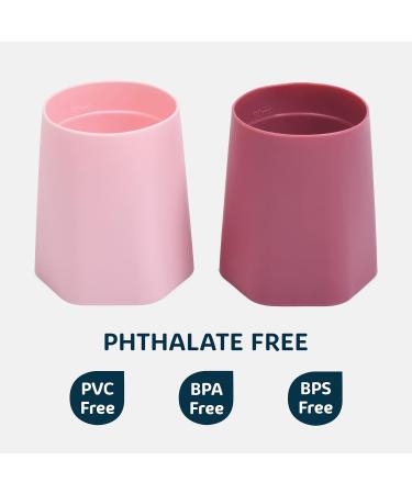 Tiny Twinkle Training Cup 2 Pack - Silicone Cups for Baby Led Weaning - Soft Open Cup for Independent Drinking (Pink Burgundy) - Buy Online on SooperMarket.com