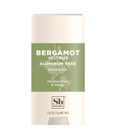 Soapbox Aluminum Free Deodorant Bergamot & Citrus Scented Deodorant Vegan Deodorant Stick Scented Deodorants Aluminum-Free Natural Deodorant 2.65oz