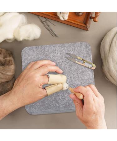 Wool Needle Felting Pad with Leather Finger Guards - Eco-Friendly 6x6 inch Base for Precision Projects - Buy Online on SooperMarket.com