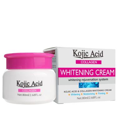 Kojic Acid Cream Skin Brighten Face Cream for Dark Spots Collagen Face Moisturizer Deep Nourshing Anti Wrinkle & Firming Daily Skin Care Cream Non-greasy 2.8 oz