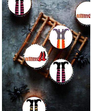 24 x Pre-Cut Halloween Mix 2 Edible Stand up Wafer/Rice Paper Cupcake Toppers Cake Decorations Birthday Party Witch Legs - Buy Online on SooperMarket.com