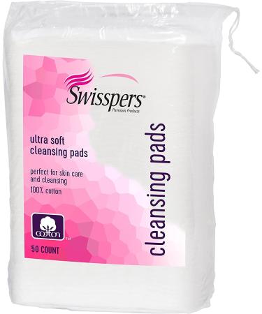 Swisspers Premium Ultra Soft Facial Cleansing Cotton Pads 50 ea (Pack of 10)