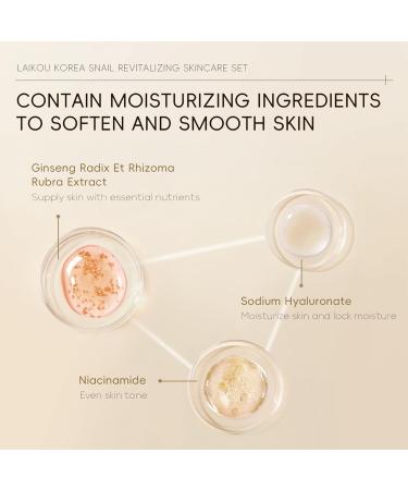 LAIKOU Korea Snail Mucin Skincare Set Gift Set for Teenage Girls Women Snail Mucin Cleanser Toner Face Serum Eye Cream Moisturiser Enhance Elasticity Smooth Fine Lines & Refine Pores Travel Kit - Buy Online on SooperMarket.com