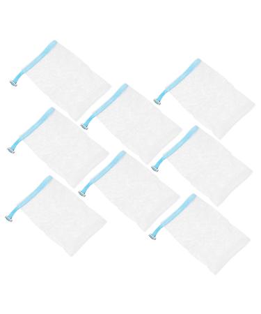 AUTSUPPL 8pcs Soap Soap Saver Pouch Soap Bar Net Soap Net Pouches Fabric Sky-blue 14x10cm Sky-blue