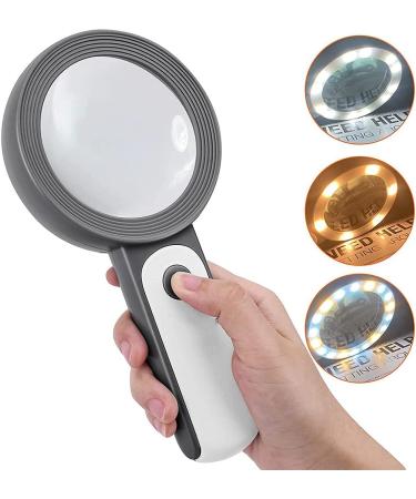 Garta Magnifying Glass 30x 18LED Handheld Magnifying Glass with Light with 3 Modes Reading Magnifying Glass for Seniors Reading Hobby Crafts Computer Repair and Jewelry Loupe(Gray) - Buy Online on SooperMarket.com