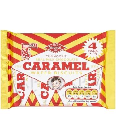Caramel Wafer Bundle With Tunnocks Real Milk Chocolate Caramel Wafer Biscuits 4x30g Packs (4 Pack) - Buy Online on SooperMarket.com