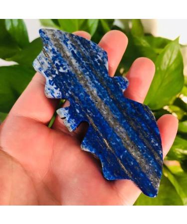 1PC Natural Blue Lapis Lazuli Quartz Stone Carvings Bat Crystal Animal Sculpture for Reiki Natural Luster - Buy Online on SooperMarket.com