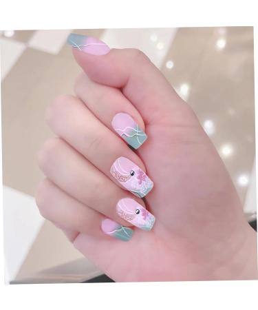 1 Set Acrylic Press On Nails Square Fake Nails with Glue Reusable Cute Press On Nails Gradient Flower Fake Nails with Designs Full Cover Medium Coffin Press On Nails for Women Girls Cute Press on NAI - Buy Online on SooperMarket.com