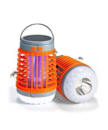 Buzz Blast Pro Electric Cordless Mosquito Zapper for Outdoor and Indoor Portable Multifunctional Solar and USB Charging Bug Zapper Home Bedroom Backyard Camping Using (Orange)