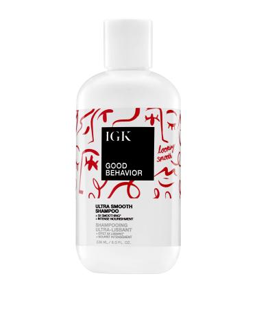 IGK GOOD BEHAVIOR Ultra Smooth Shampoo | Frizz Control + Hydrates + Shine | Vegan + Cruelty Free | 8 Ounce