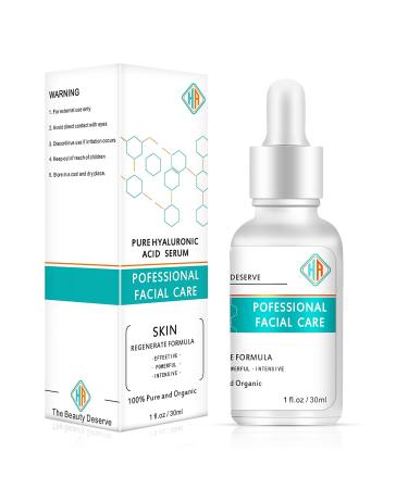 Pure Hyaluronic Acid Serum for Face - Brightening and Moisturizing with Hyaluronic Acid Aloe Vera Extract - Reduce Dry Skin/Aging/Dark Spot/Fine Lines/Wrinkles - Suitable for Sensitive Skin - 1oz
