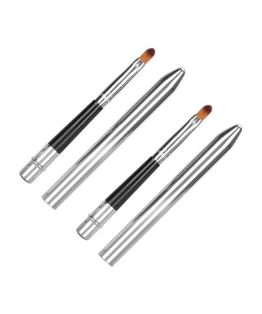 2pcs Ergonomic Lip Brush Set Retractable & Easy Clean Aluminium Lipstick Brushes for Perfect Application - Buy Online on SooperMarket.com