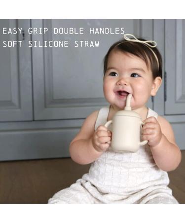 LoveyLu Silicone Sippy Cup with Straw - Spill-Proof Toddler Cup, Drop-Proof Handles, Microwave & Dishwasher Safe - 2 Pack (Pebble) - Buy Online on SooperMarket.com