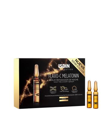 ISDIN Isdinceutics Flavo-C Melatonin Night Repair Serum (30 ampoules) | stimulates the antioxidant defences of the skin 60 ml (Pack of 1)